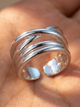 Macro Detail · Anillo Geométrico Ajustable · Plateado